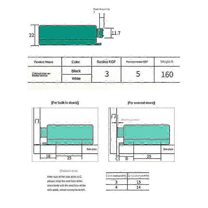 Ferramenta per Armadi Push-to-Open Robusta 4 Pezzi Chiusura Magnetica a Pressione e Serratura per Porte Chiusure a Tocco Armadietti RV Metallo-Buono