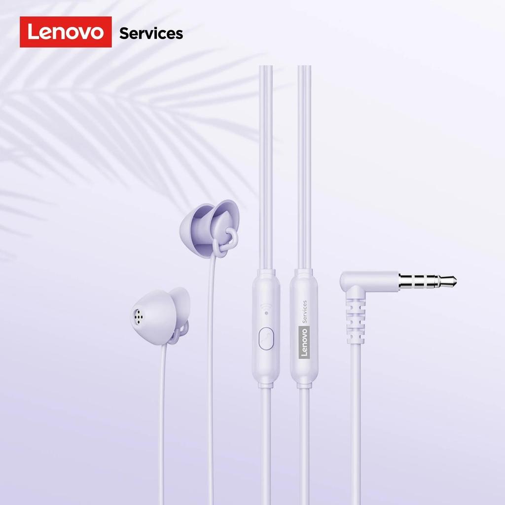 NEW Lenovo Y107 Wired ASMR Sleep Earphones 3.5mm In-Ear Wired Invisible Earphones Soft Silicone Comfort Wearing Earbuds With Mic
