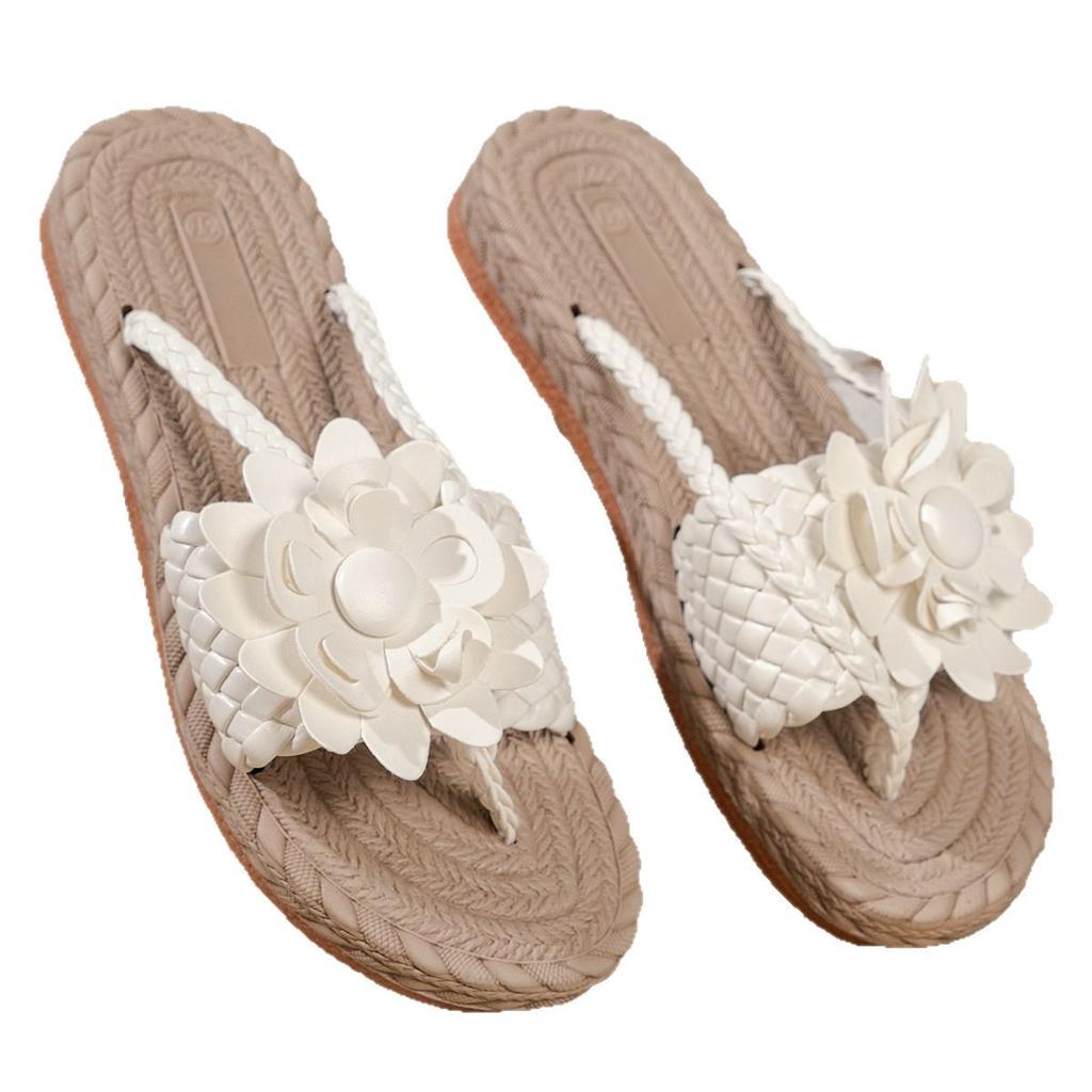Mezzanine Flat Bottom Slippers Women's Summer Vintage Flower Casual Versatile Beach Cool Slippers