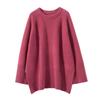 Women's Mid-Length 100% Pure Wool Sweater - Loose Fit, Slit Design, Lazy Style for Autumn and Winter.