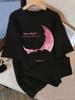 Beautiful Moonlight Printing TShirts Womens Summer Cotton Tops Comfortable ONeck Oversized Short Sleeve Casual Womans Clothes