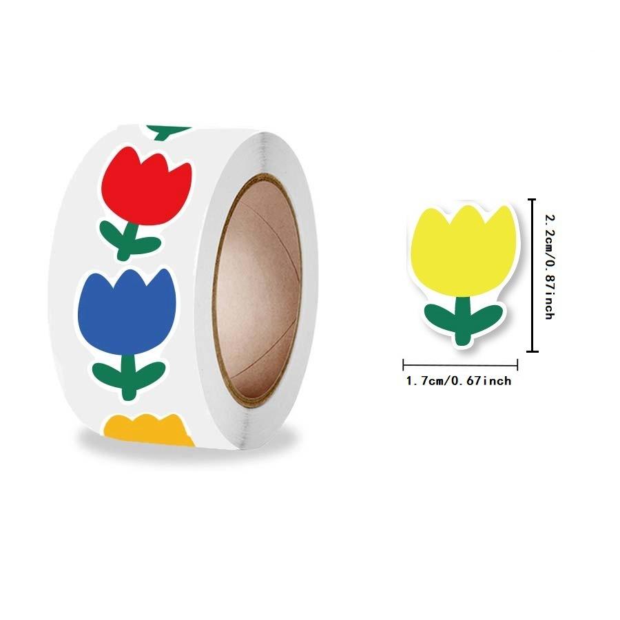 500PCS, Roll Up, Little Red Flower Reward Stickers, for Elementary School Students, Teachers, Cartoon, Cute Little Red Flower Stickers