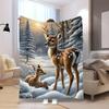 Cozy Deer In Snow Blanket Suitable for All Seasons - Soft Warm Flannel Bedspread with Deer Pattern Print, Modern Animal Theme Bedding for Sofa, Bed, O