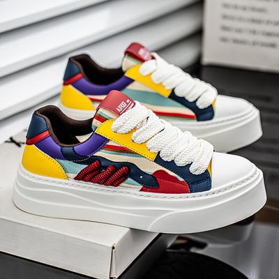 Buty płócienne tęczowe na wiosnę i lato Modne casualowe męskie Sneakersy streetwearowe Oddychające Płaskie wulkanizowane Sneakersy Męskie Trendy Buty