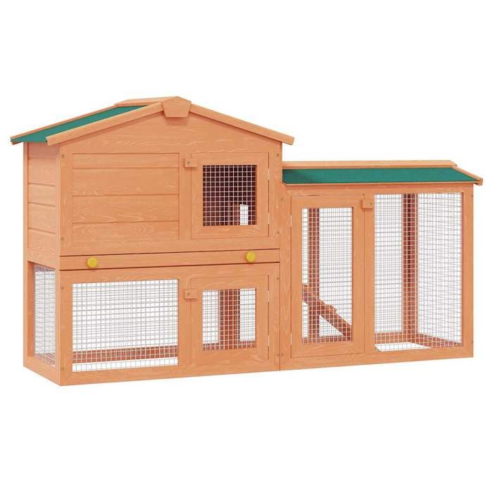 VidaXL Clapier large d'extérieur pour petits animaux de compagnie Bois 170162