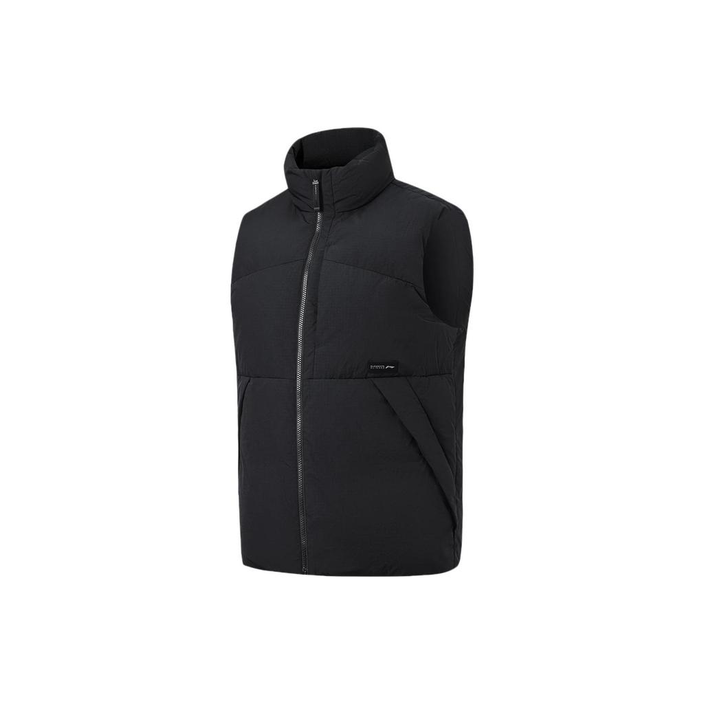 Li Ning Fitness Series FW23 Solid Color Stand Collar Windproof Down Vest Men Vests Black AMRT011-1