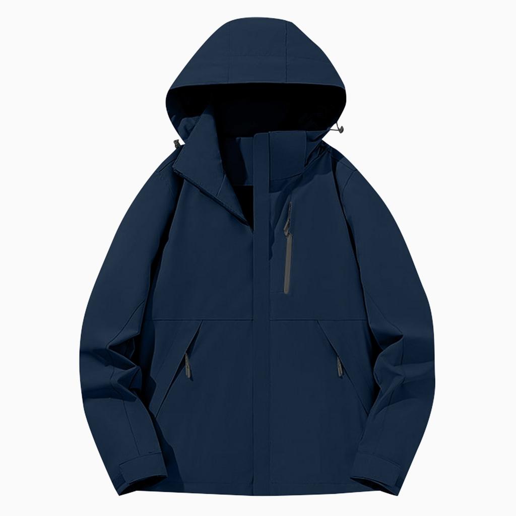 Women Solid Stripe Rain Jacket Outdoor Plus Waterproof Hooded Raincoat Windproof