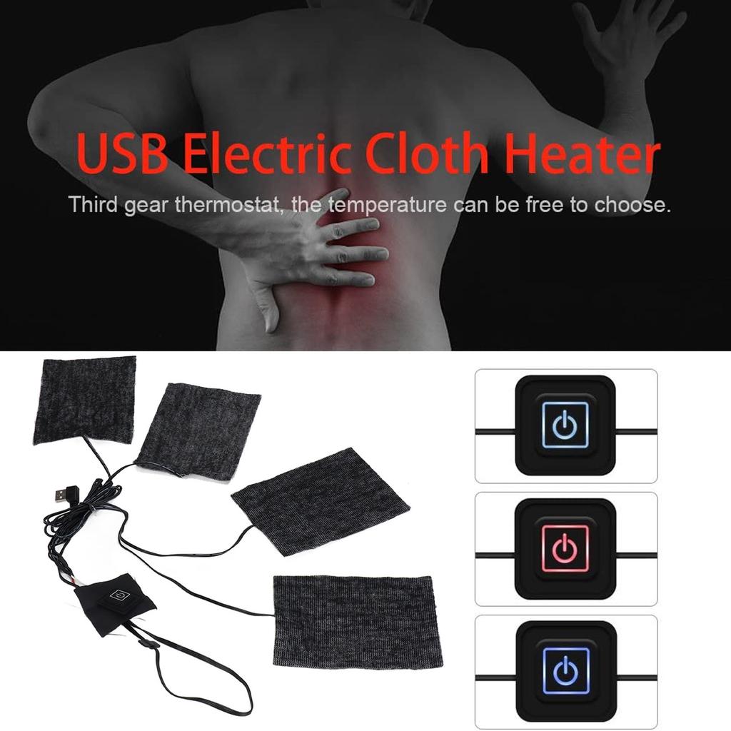 Clothing Electric Heating Pads Winter Camping Adjustable 3 Level Carbon Fiber Washable USB 5V