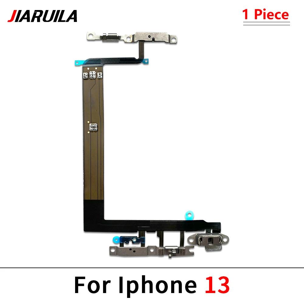 Power On Off Flex For IPhone 13 14 15 Pro Max Plus Mini Volume Up Down Side Button Key Ribbon Flex Cable With Metal For IPhone 13