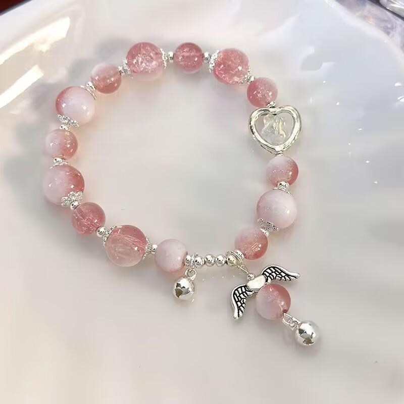 Simple Purple Popcorn Crystal Bracelet For Women Girls Korean Ins Butterfly Feather Tassel Bracelets Friendship Jewelry Gifts
