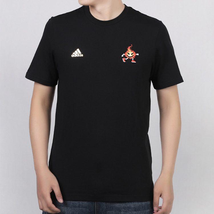 adidas T Shirts Men's Black Crew Neck Moderate Straight Fit FN1755