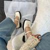 French Retro Shallow Mouth Square Head Mary Jane Small Leather Shoes Women's Shoes 2025 New Spring Casual Flat Shoes