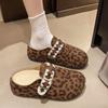Thick-Soled Fleece-Lined Retro Birkenstock Women's Furry Round-Toe Slippers for Autumn/Winter