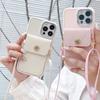 Camellia Money Bag Card Bag Phone Case for IPhone 17 Promax Crossbody Rope Leather Rope for Apple 15 Solid Color Soft