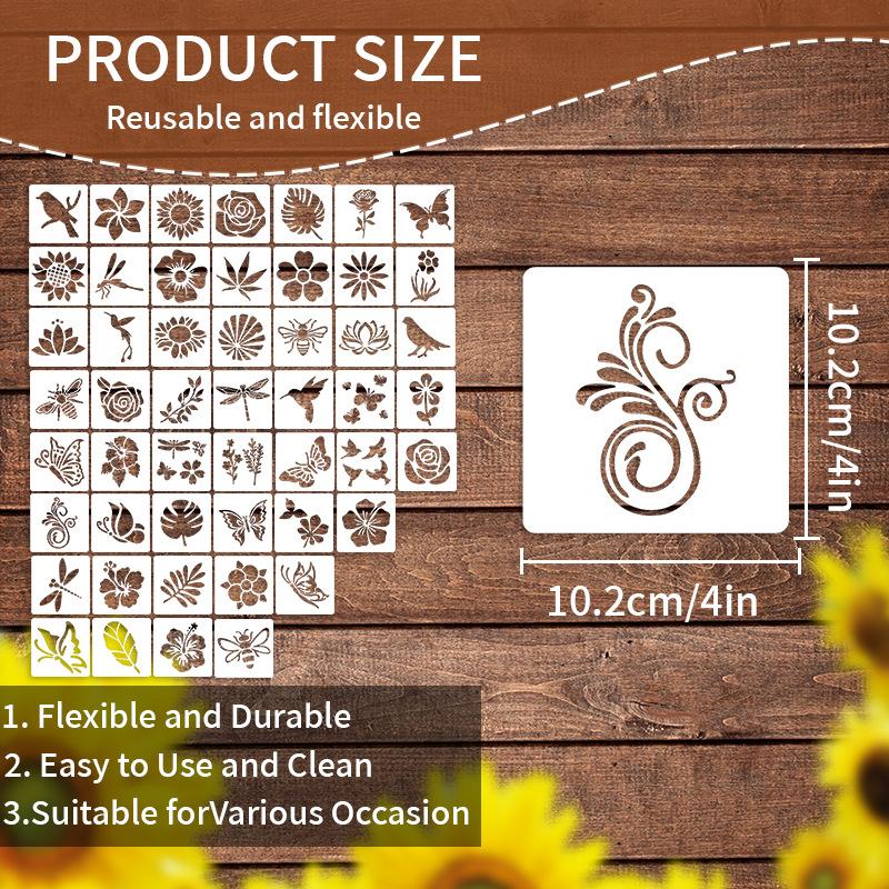 Original Design, 50 Pieces/set, Flower Painting Template, Bird Painting Template, Leaf Painting Template, Flower Theme, DIY Tool