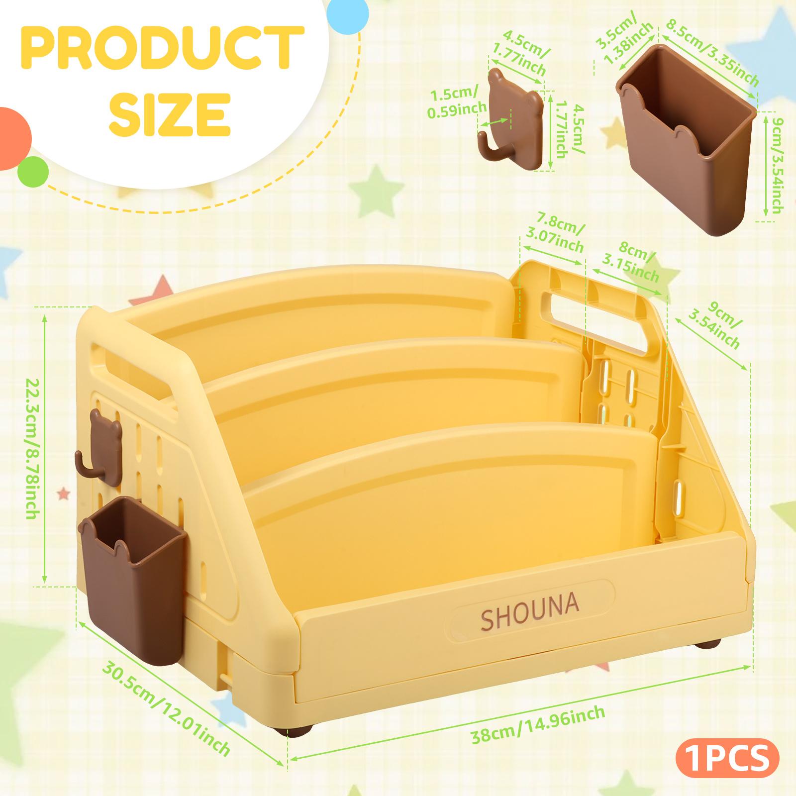 3-ярусная детская книжная полка Пластиковая полка Монтессори с крючком и подвесной корзиной Стеллаж для хранения детских книг и игрушек Настольный органайзер 3290₽