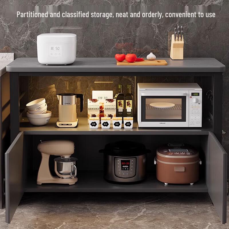 Modern Kitchen Storage Rack with Rock Slab Countertop