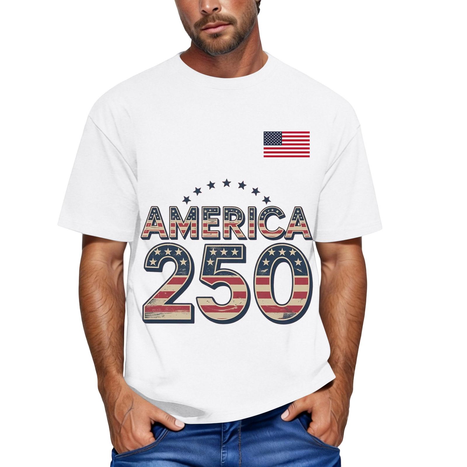 

Мужская свободная повседневная футболка с коротким рукавом и принтом в виде флага и букв. XL белый