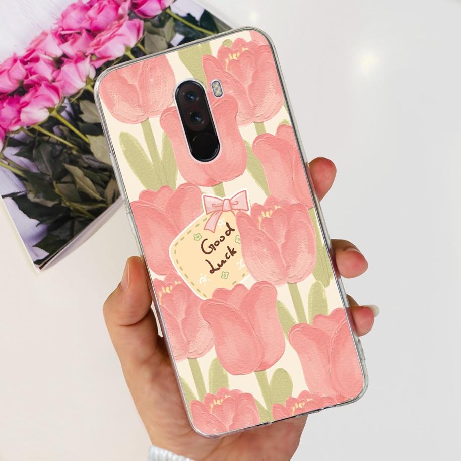 Para Xiaomi Pocophone F1 Funda Poco F1 Moda Flor Cubierta Silicona Suave Delgada Funda de Teléfono Para xiaomi Pocophone F1 Global F 1 Funda