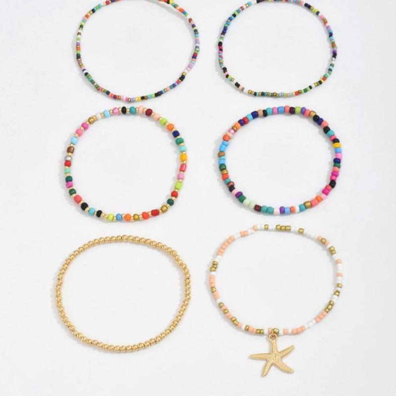 1 Piece Bohemian Style Beaded Ankle Chain Vacation Starfish Shaped Pendant Ankle Chain