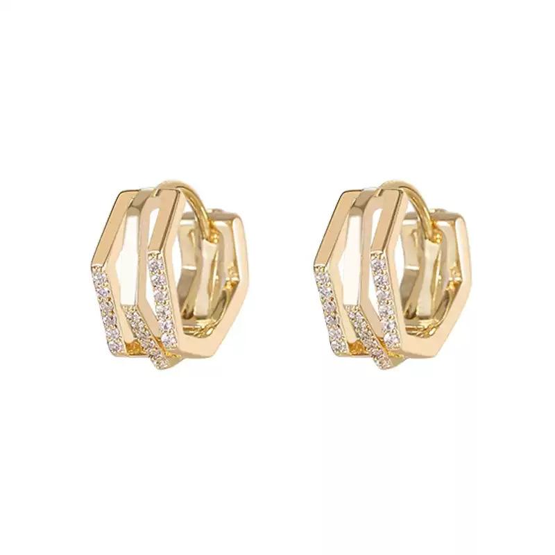 Retro Micro-set Geometric Earrings Light Luxury Autumn Winter High-end Simple Versatile Women's Fashion Casual Daily Jewelry
