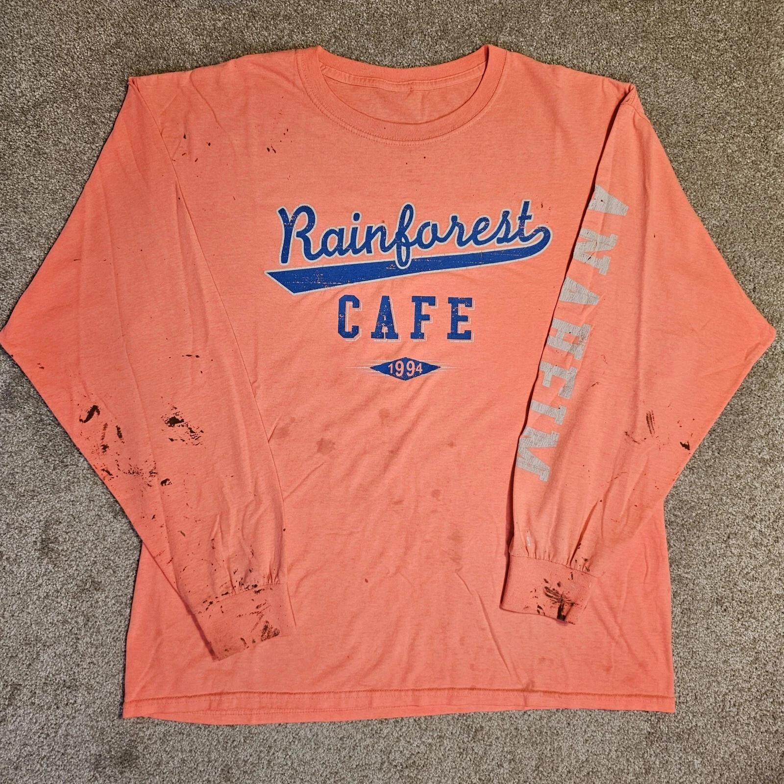 

Vintage Y2k Rainforest Cafe Anaheim T-shirt Mens L Thrashed Paint Grunge Ironic S