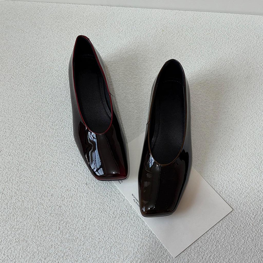Sheepskin Version of the New British Versatile Lazy Flat Shoes Women's Single Shoes One Pedal Low Heel Diagonal Square Head Fashion Grandma Shoes