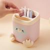 xiaobudian Pen Holder with Detachable Pencil Sharpener, Dual Compartments Organizer, Cartoon Penguin Design Office Desk Organizer