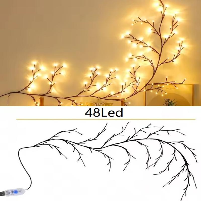 Tree Branch Lamp Bedroom Wall Decoration Willow Vine Tree Light Strip 8 Lighting Modes DIY Atmosphere Light Home Lighting
