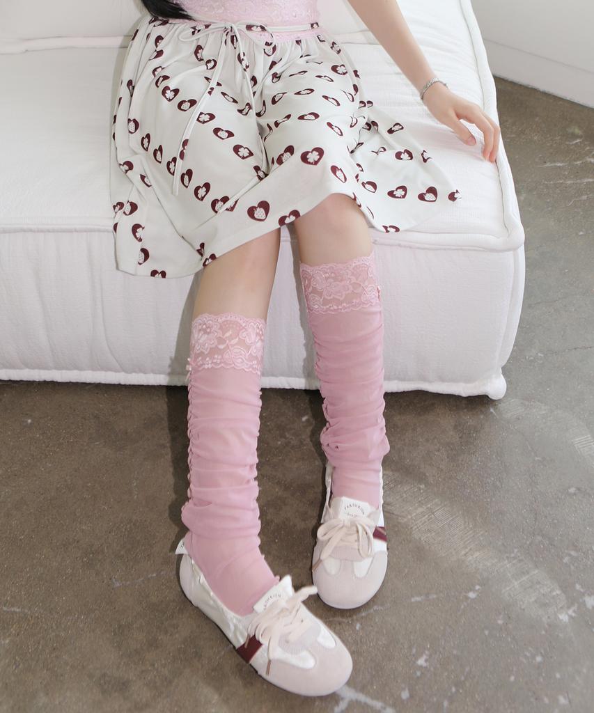 NOFFICIALNOFFICE Lace Trim Shirt Leg Warmer Pink