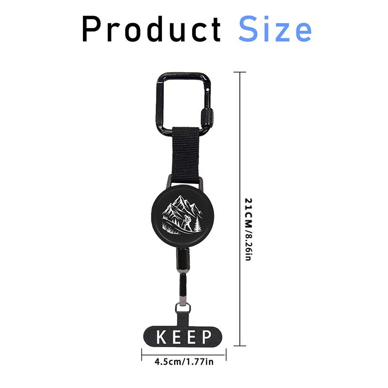 Outdoor Anti-Theft Retractable Phone Lanyard,Steel Cable Phone Tether With Locking Carabiner,Built-In Stand,Adjustable Strap