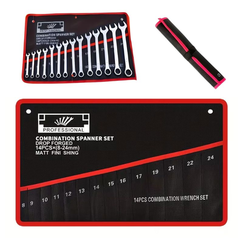 11-Pocket Roll Tool Storage Bag Portable Wrench Organizer Pouch Bag Foldable Spanner Toolkit For Hardware Hand Tools Storage