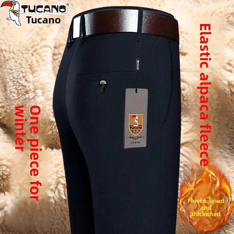 Woodpecker Men's Fleece-Lined Lambswool High-Waisted Straight-Leg Pants