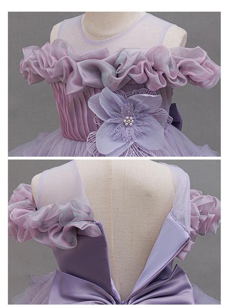 Little Girl's Princess Piano Performance Gown - Elegant High-End Wedding Tulle Cake Skirt Dress