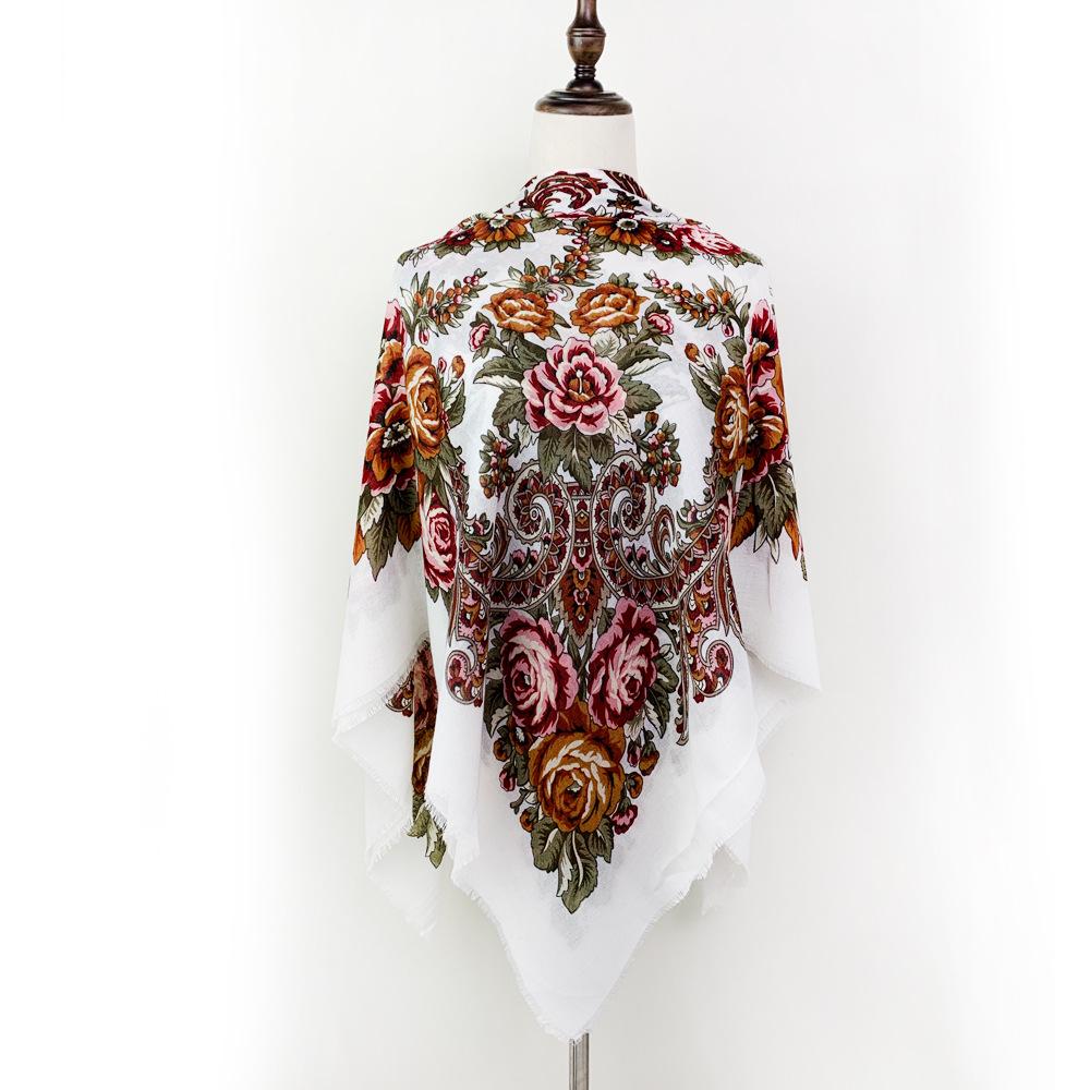 Ethnic Style Retro Xinjiang Large Square Scarf Shawl with Chaotic Pattern Print