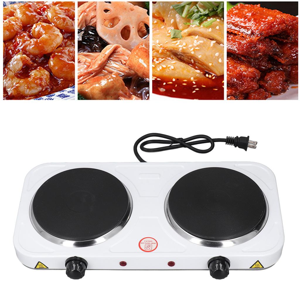 Electric Hot Plate 2000W Double Cooker Plate Countertop Electric Heater for Frying Boiling US Plug 1