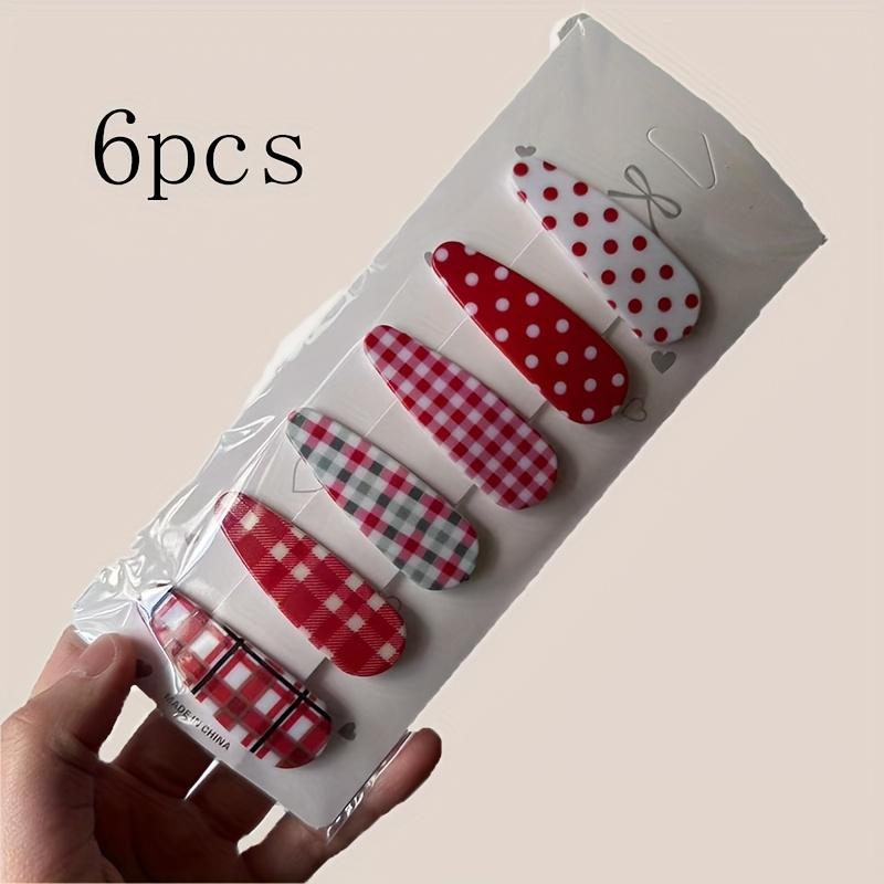 

6 шт. Цветная заколка для волос простая и универсальная, заколка для волос с косой челкой, заколка для волос в красный горошек 6pcs