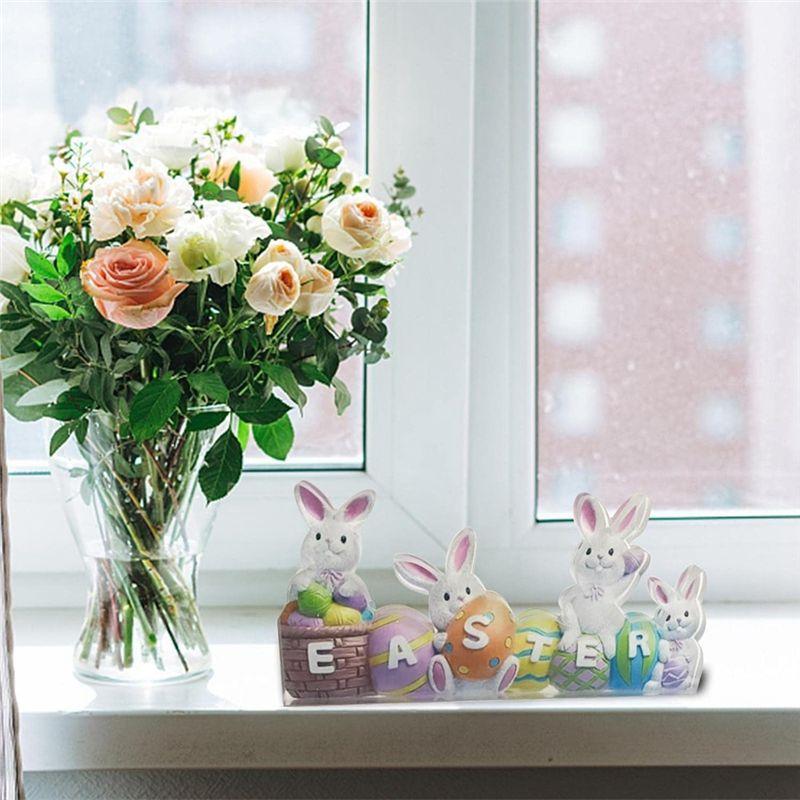 AEE2-Easter Bunny Decorations For Bedroom Cute - 2D Easter Egg Bunny Bunny Party Centerpiece Cutouts TV Cabinet