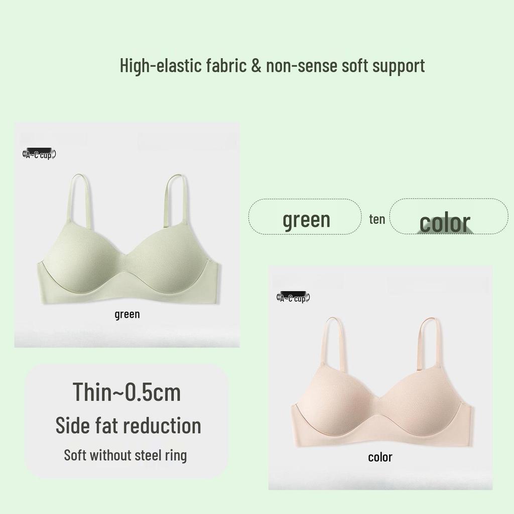 Palm You Bezszwowy Biustonosz Push-Up na Cienkich Ramiączkach dla Małych Biustów - Bezfiszbinowy, Niewidoczny Krój