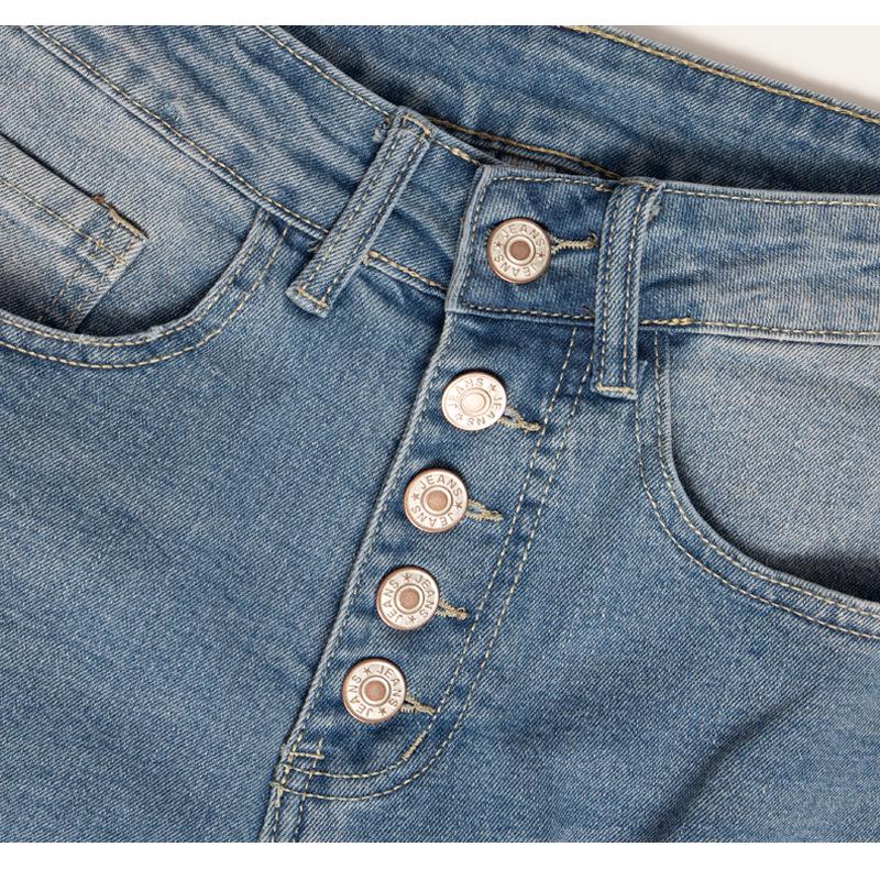 Plus Size Mid-Waist Elastic Denim Shorts: Summer Thin, Mid-Length, Five-Point Style