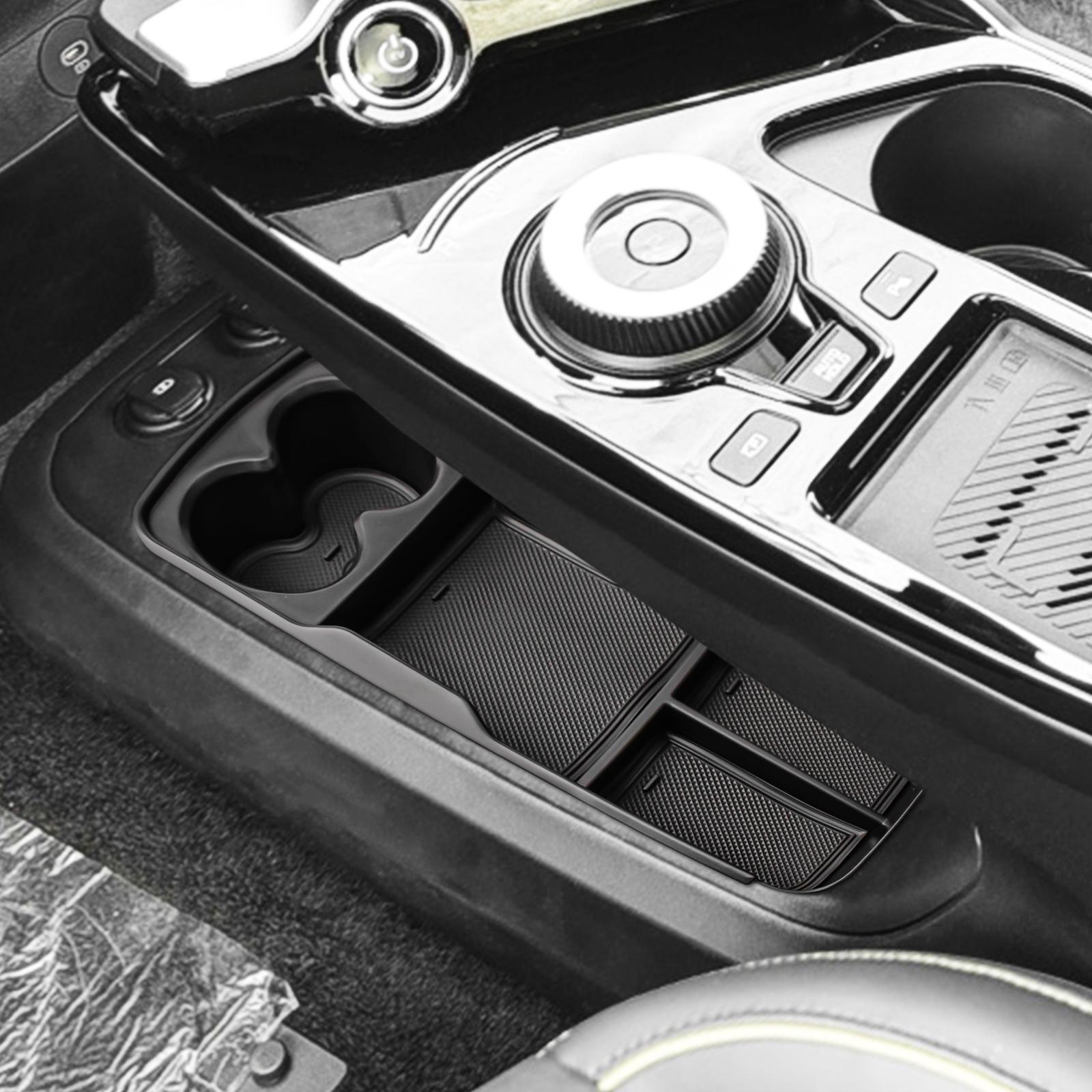 Center Lower Console Tray Organizer For Kia EV6 Lower Armrest Storage Car Box ABS Water Cup Holder Storage Box Accessories nero