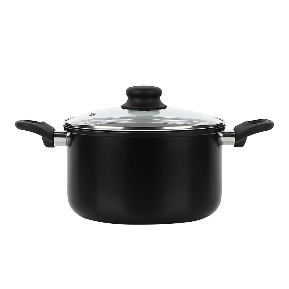 5-Quart Non-Stick Aluminum Dutch Oven with Glass Lid Lightweight Dishwasher Safe Tempered Glass Lid Riveted Handle Even Heating