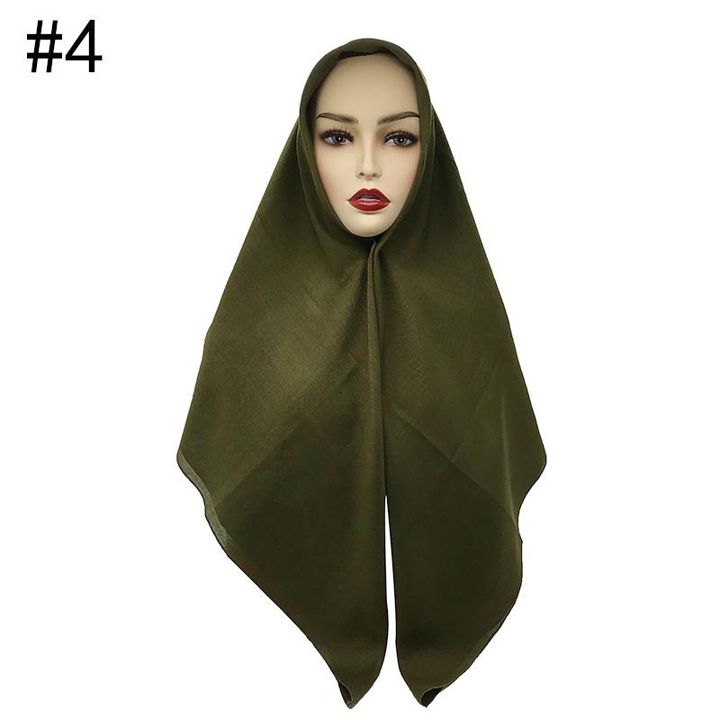 High Quality Malaysian Ladies Hijab Scarf Solid Color Cotton Oversize Square Scarf Muslim Shawls and Wraps Hijabs Foulard Femme