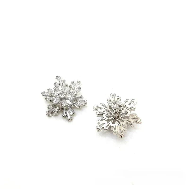 5pc/lot Luxury Snowflake Zircon Button Micro Set Zircon Copper Plated Jewelry Accessories DIY Shirt Dress