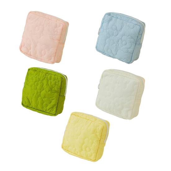 Sanitary Napkin Storage Bag Toiletries Keys Cards Storage Bag Organizer Floral Pattern Zipper Closure Travel Essentials Case