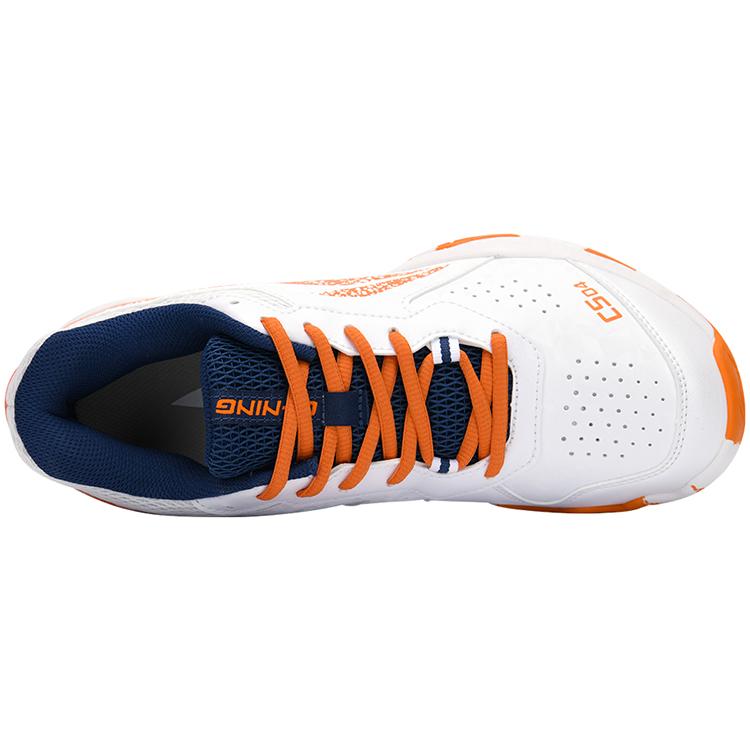 New LiNing Slip Resistant, Abrasion Resistant, Breathable, Lightweight Low Top Badminton Shoes Unisex White Ice Orange AYTS061-1