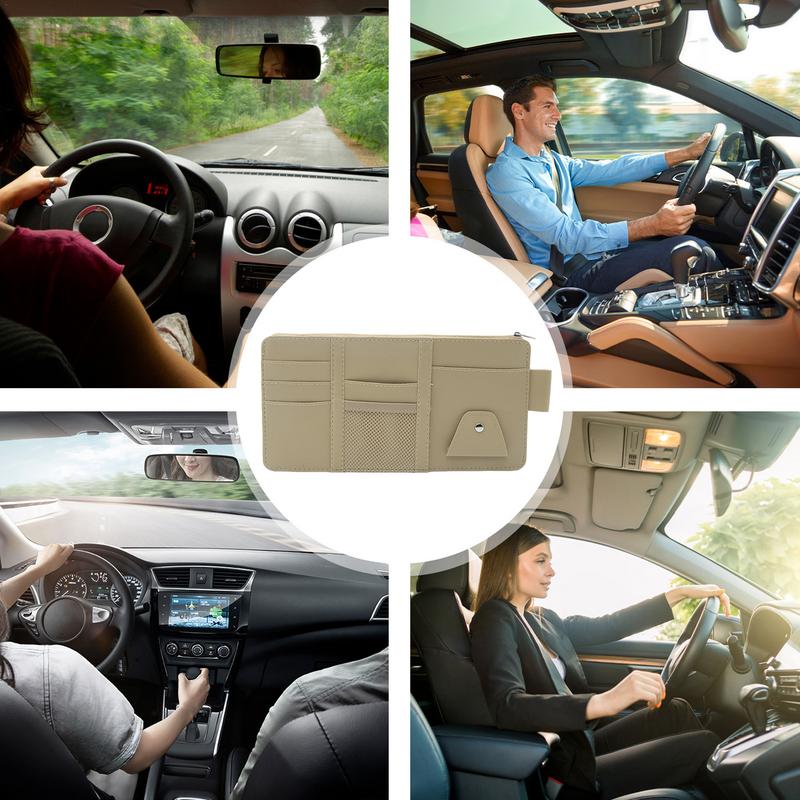 Small Auto Visor Organizer And Storage Car Interior Organizer PU Leather Adjustable Sunglasses Holder Multifunctional Stylish