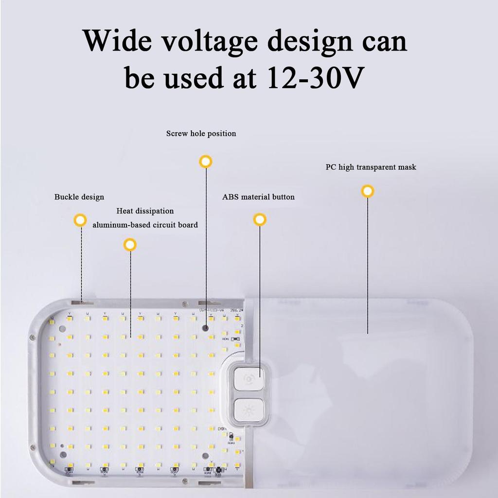 RV Interior Lighting RV Lights Interior Ceiling Lamp 12–30V Dimmable Triple Color Temperature Lamp For Vehicles Llumination