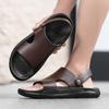 New Handmade Flats Summer Male Sandals Men Breathable Leather Shoes Man Outdoor Men Sandals Antiskid Beach Sandals Hollow Shoes
