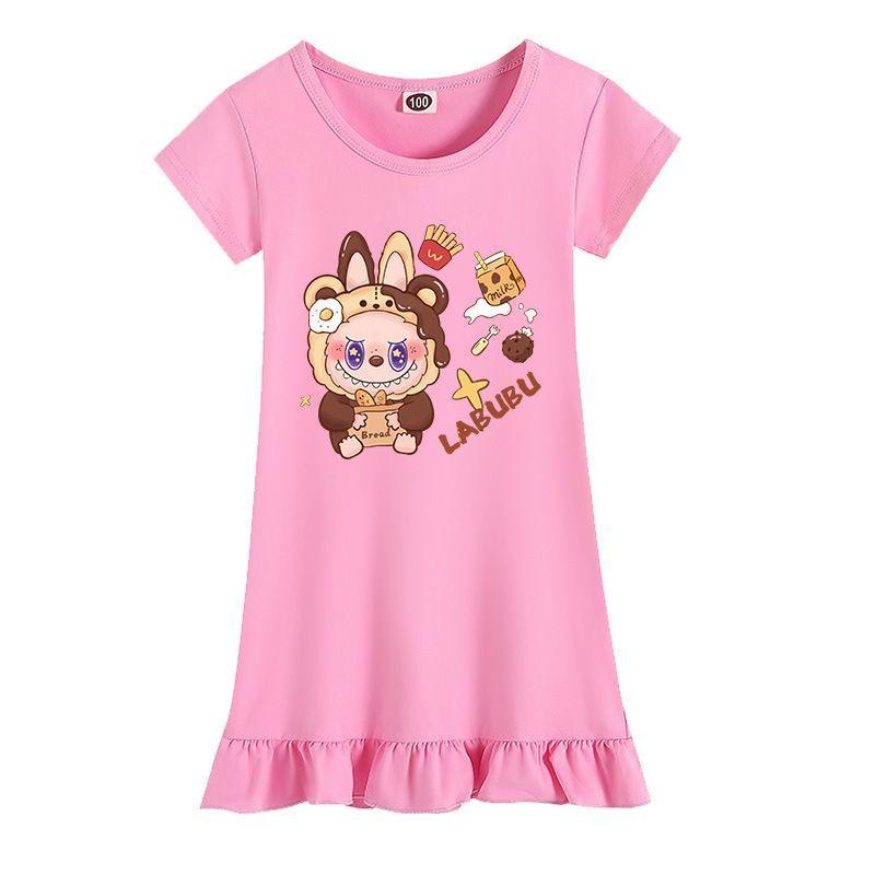 

Детское мультяшное платье Летняя домашняя одежда Платье принцессы с коротким рукавом для девочек Лабубу 100